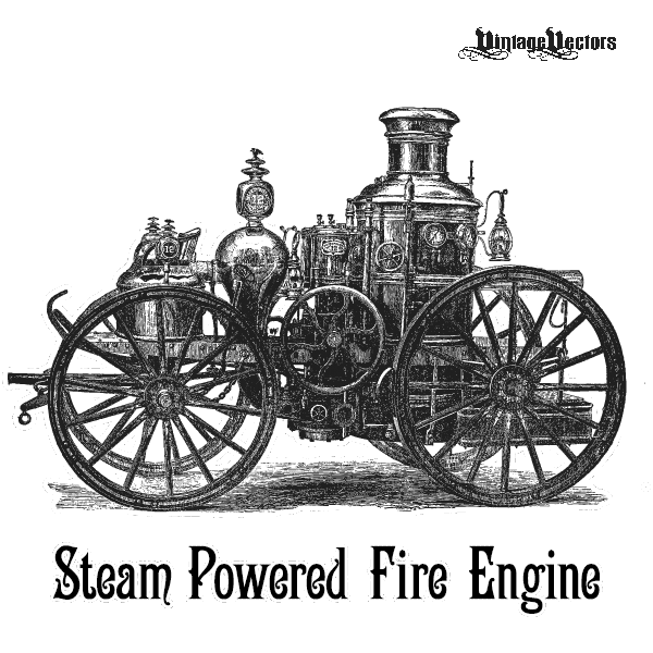  vector art: steam powered fire engine – vintage — vintage vectors