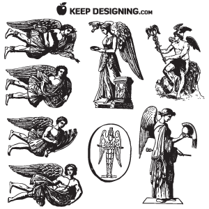 Vector art of Vintage Angel Vector Set