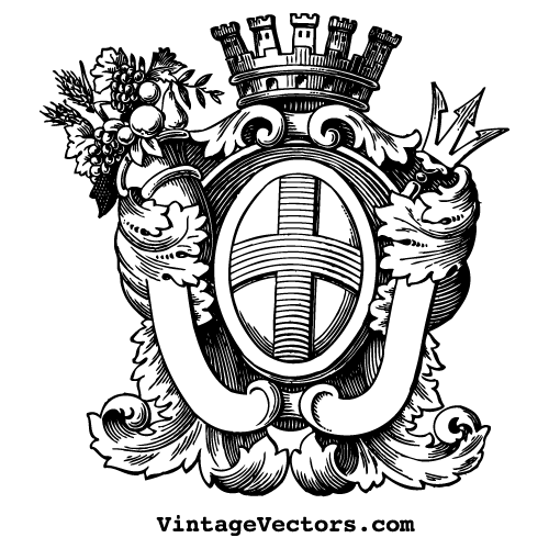 Crest vector art with heraldry cross, trident and crown Crest vector art with heraldry cross, trident and crown