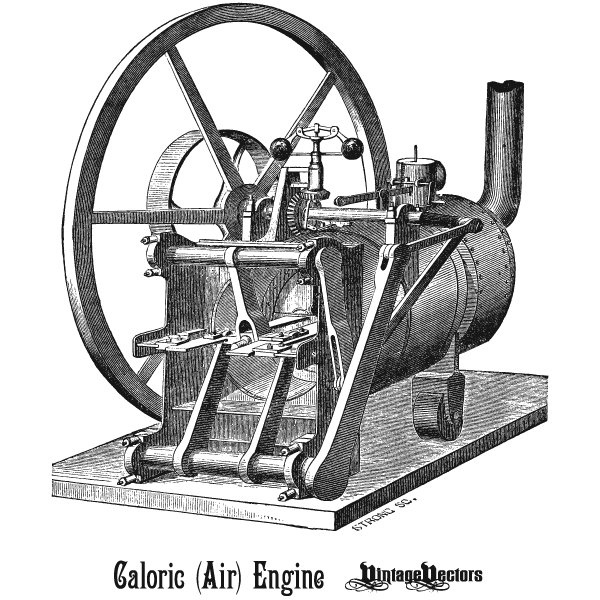 Vector art of Caloric Engine Antique Industrial Illustration