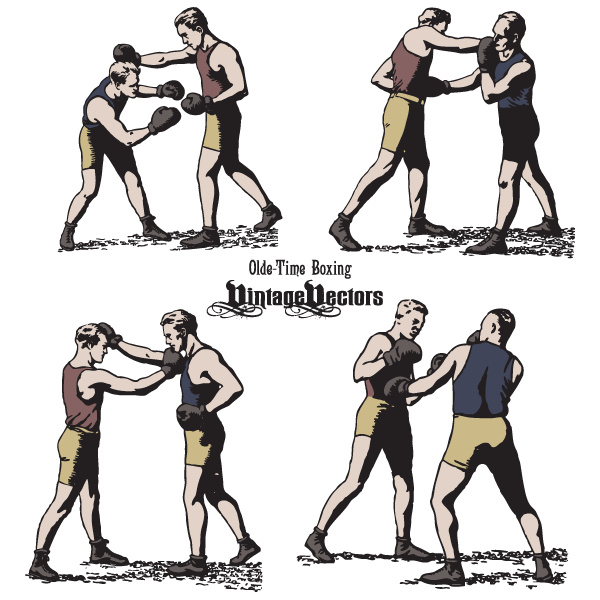 Vector art of Toe to toe boxers in punching and action stances