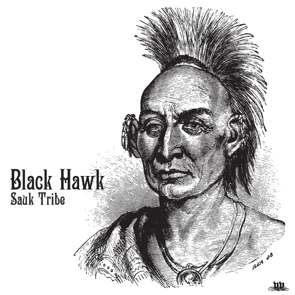 Vector art of Native American Black Hawk Sauk Tribe Indian Chief