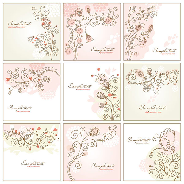 Shabby chic floral vector art set