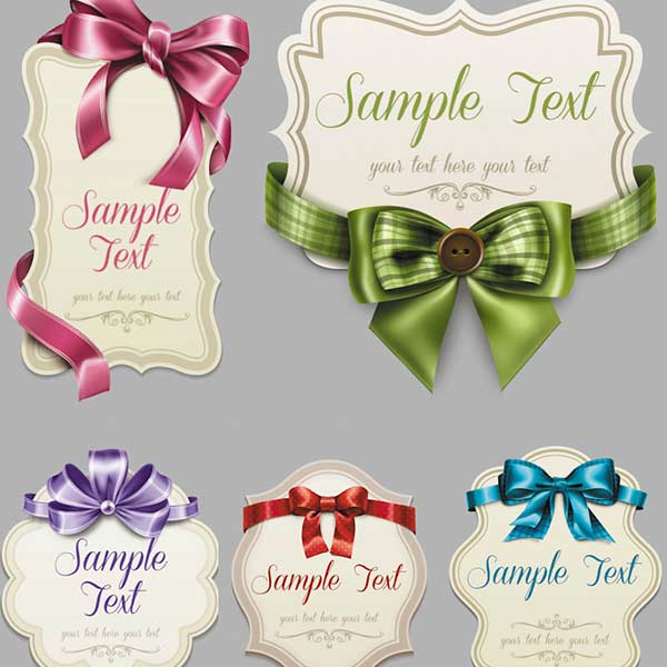 Vector art of Vintage Labels with Decorative Ribbons and Bows